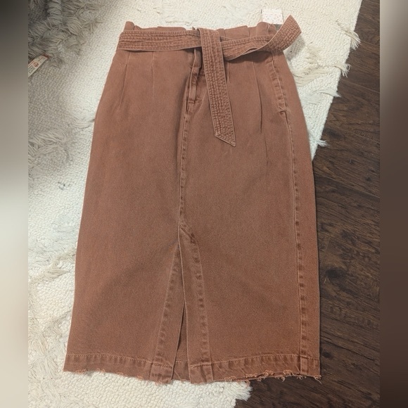 NWT Free People Savannah Belted Midi Skirt - Picture 4 of 10